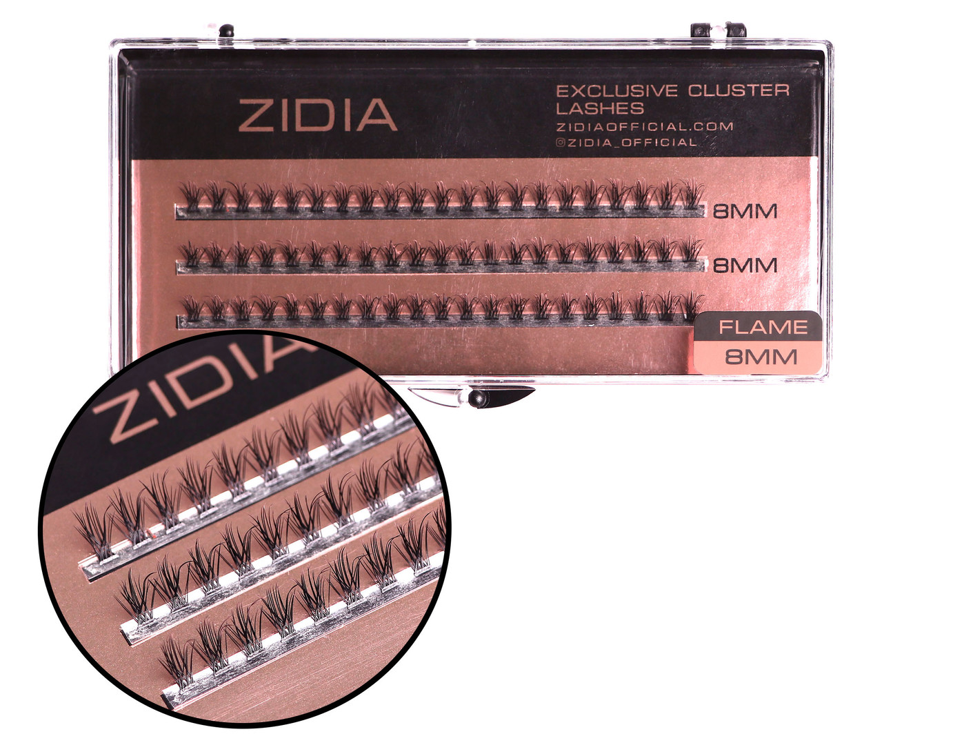 ZIDIA Cluster lashes 20D Flame Series C 0.10 (3 bands, size 8mm)