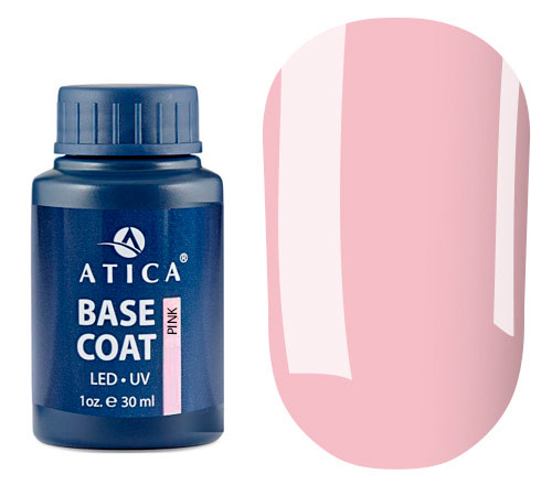 Atica rubber camouflage base for gel polish without brush Pink (pink), 30 ml