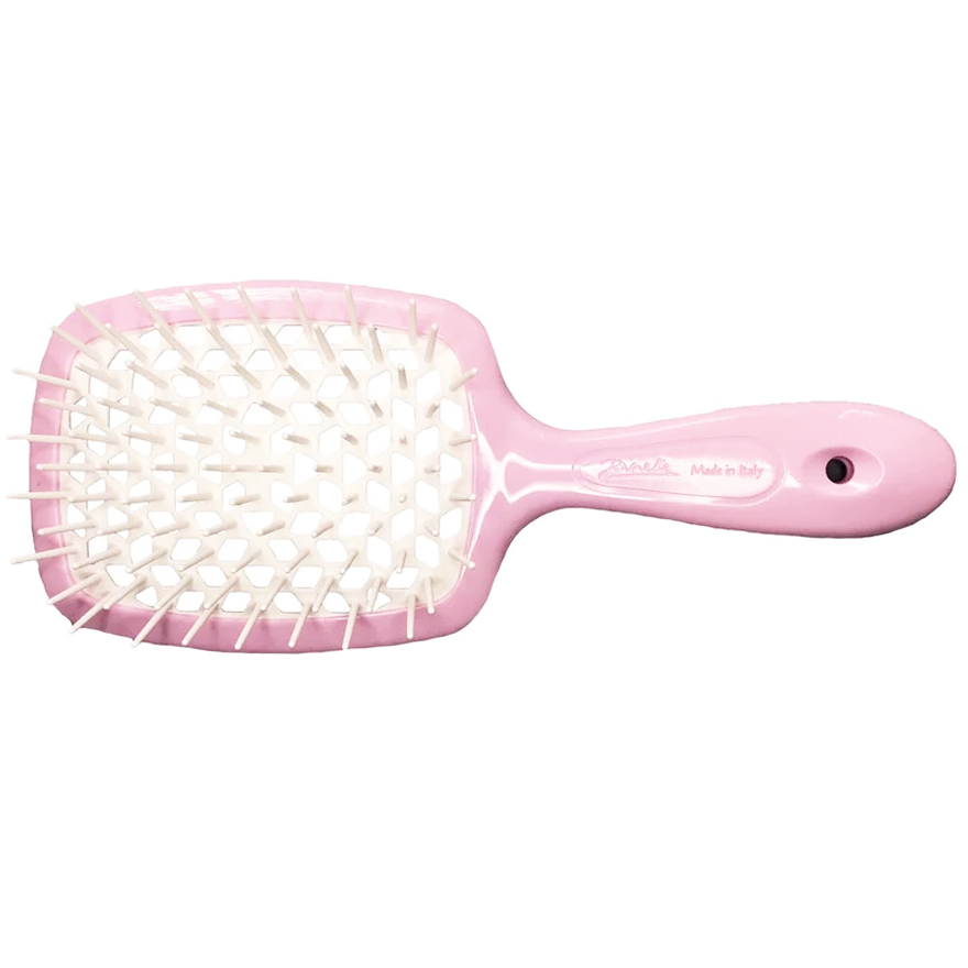 Janeke Superbrush Small Hairbrush Soft Pink & White