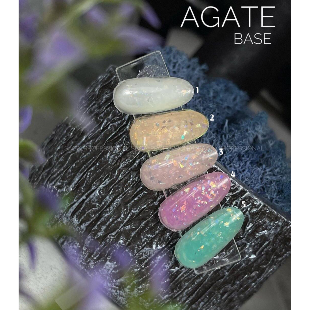 SAGA professional AGATE BASE 5 (бірюзовий з ефектом битого скла), 9 мл