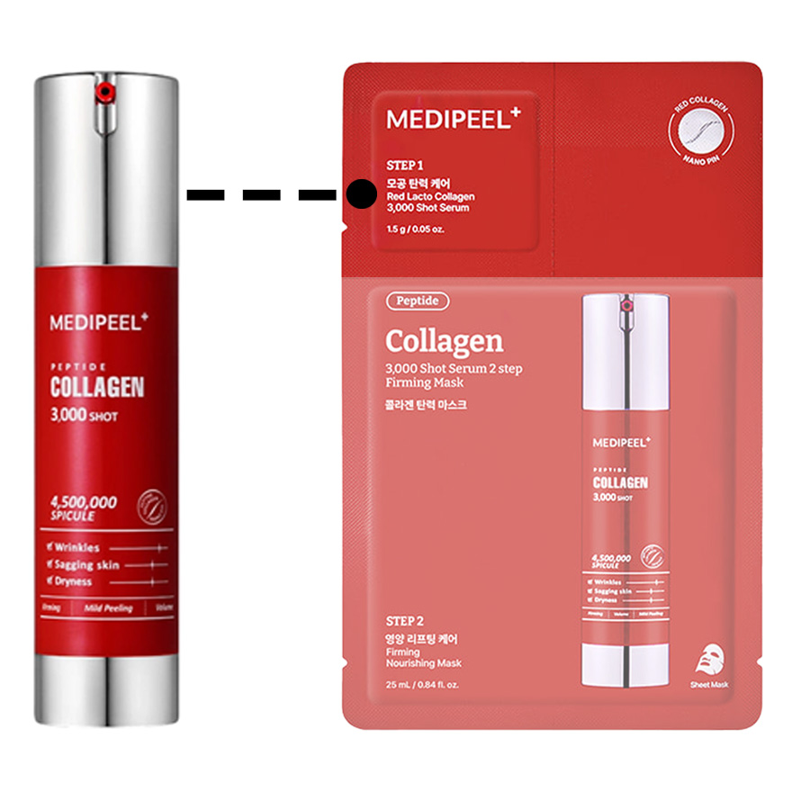 MEDI-PEEL Набір двоетапний сироватка і маска з колагеном і мікроголками Red Lacto Collagen 3000 Shot Serum 2 Step Mask, 1 шт