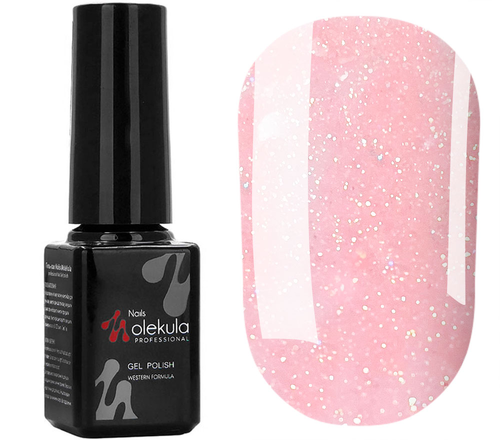 Molekula Gel Polish No. 163 Opal Mercury (light pink with multi-colored sparkles), 6 ml