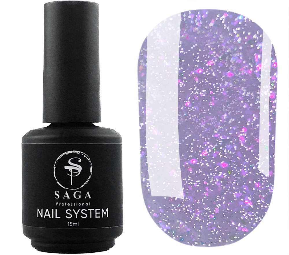 SAGA professional LIQUID GEL 24 (лавандовый с микроблеском и хлопьями, светоотражающий), 15 мл SAGA professional LIQUID GEL 24 (лавандовый с микроблеском и хлопьями, светоотражающий), 15 мл