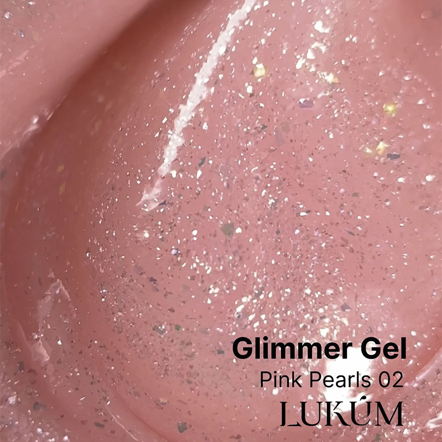 Lukum Гель для ногтей Glimmer gel 02 (Pink pearls), 30 мл