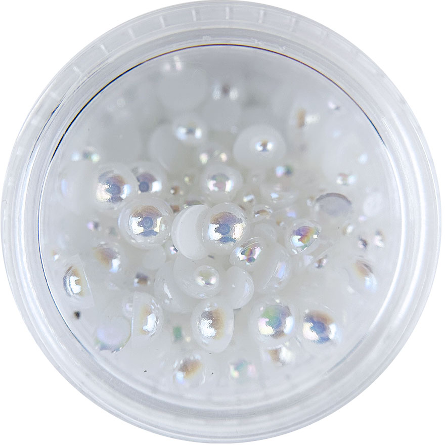 Nail decor pearls, mother-of-pearl halves, 2.5 g, Mix, (in container)