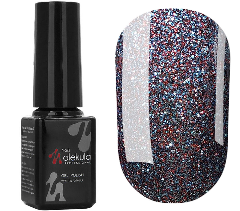 Gel polish Molekula No. 101 (red-blue shimmer with sparkles), 6 ml Gel polish Molekula No. 101 (red-blue shimmer with sparkles), 6 ml