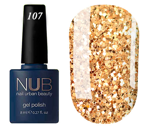 Гель-лак NUB 107 Best Friends (красное золото с блестками), 8 мл