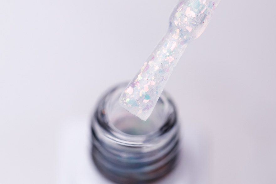 Molekula OPAL Volcanic gel varnish No. 402 (transparent chameleon with lilac-blue and green-yellow sparkles), 6 ml