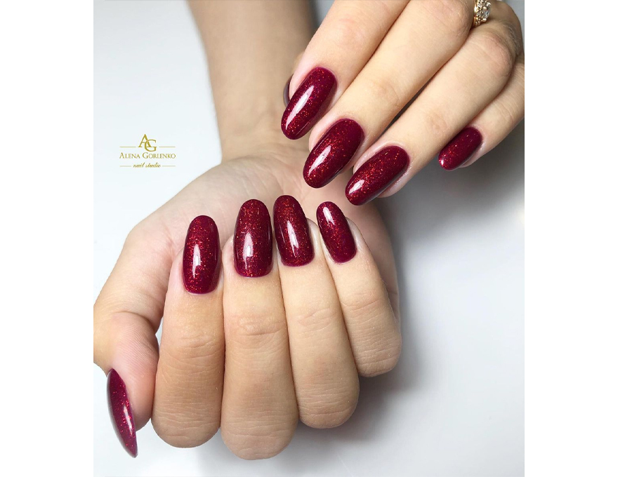 Гель-лак GLOSS 407 (малиново-червоний з мікроблиском), 11 мл