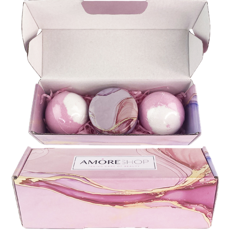 Amoreshop Spa set (candle with crystals and flowers and bath bombs) Spa set