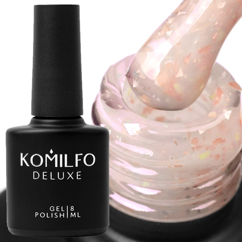 Komilfo Potal Base P021 (бежево-персиковый с розовой и золотой поталью), 8 мл