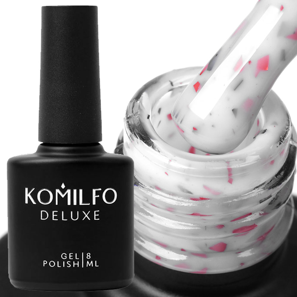 Komilfo Potal Base P018 (white with pink coral and black potal), 8 ml