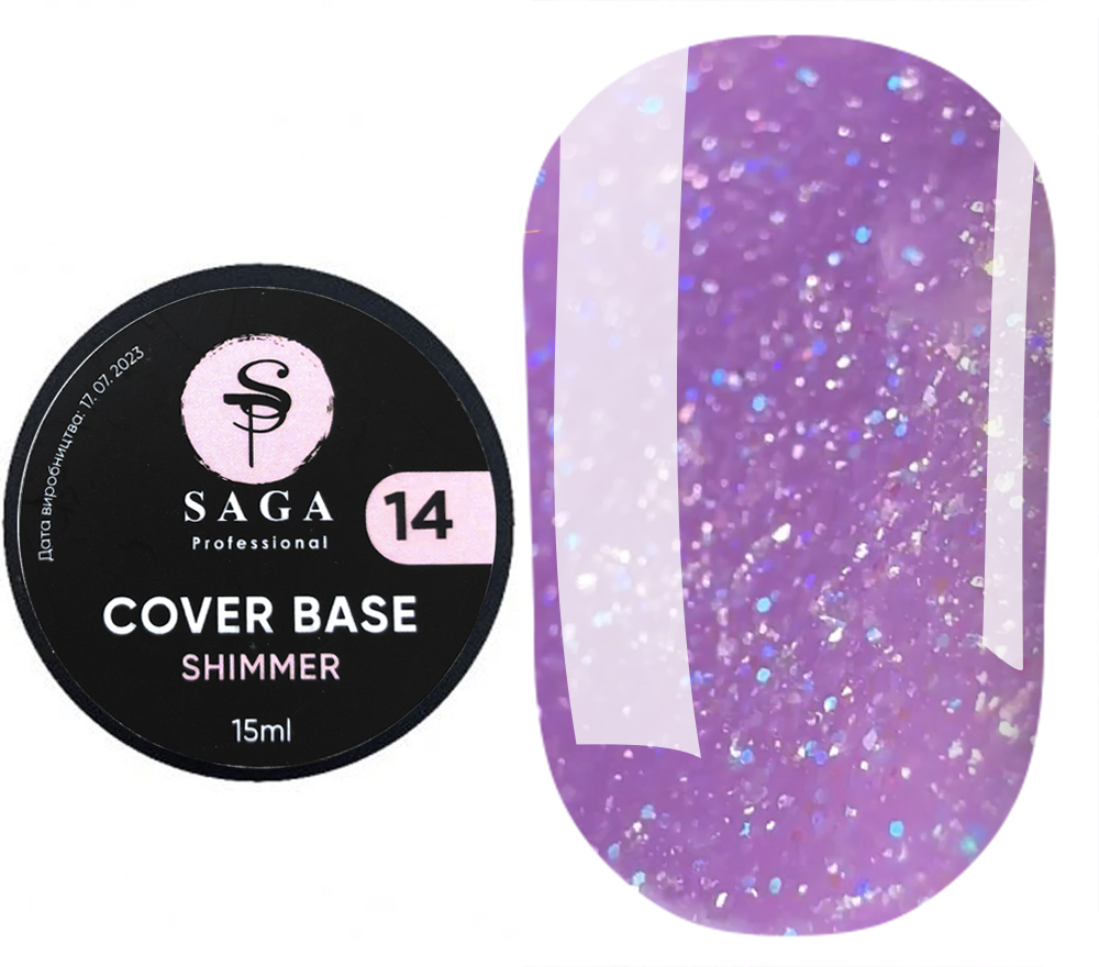 SAGA professional Shimmer Base New 14 (сиреневый с шиммером), 15 мл SAGA professional Shimmer Base New 14 (сиреневый с шиммером), 15 мл