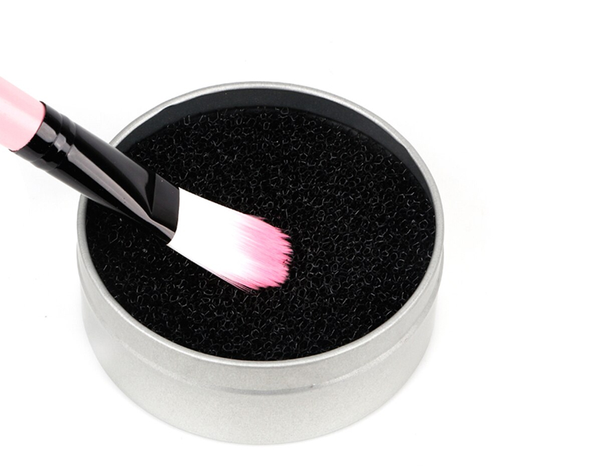Metal box with a sponge for cleaning brushes Metal box with a sponge for cleaning brushes