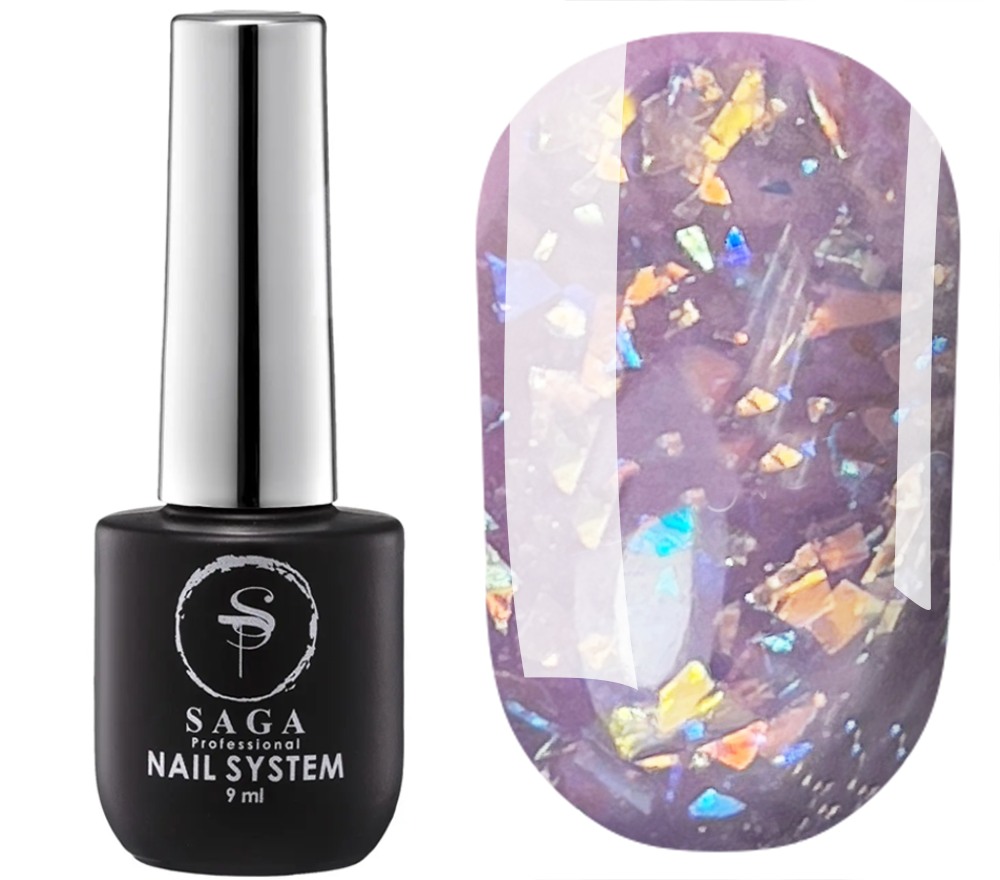 SAGA professional AGATE BASE 4 (рожево-ліловий з ефектом битого скла), 9 мл