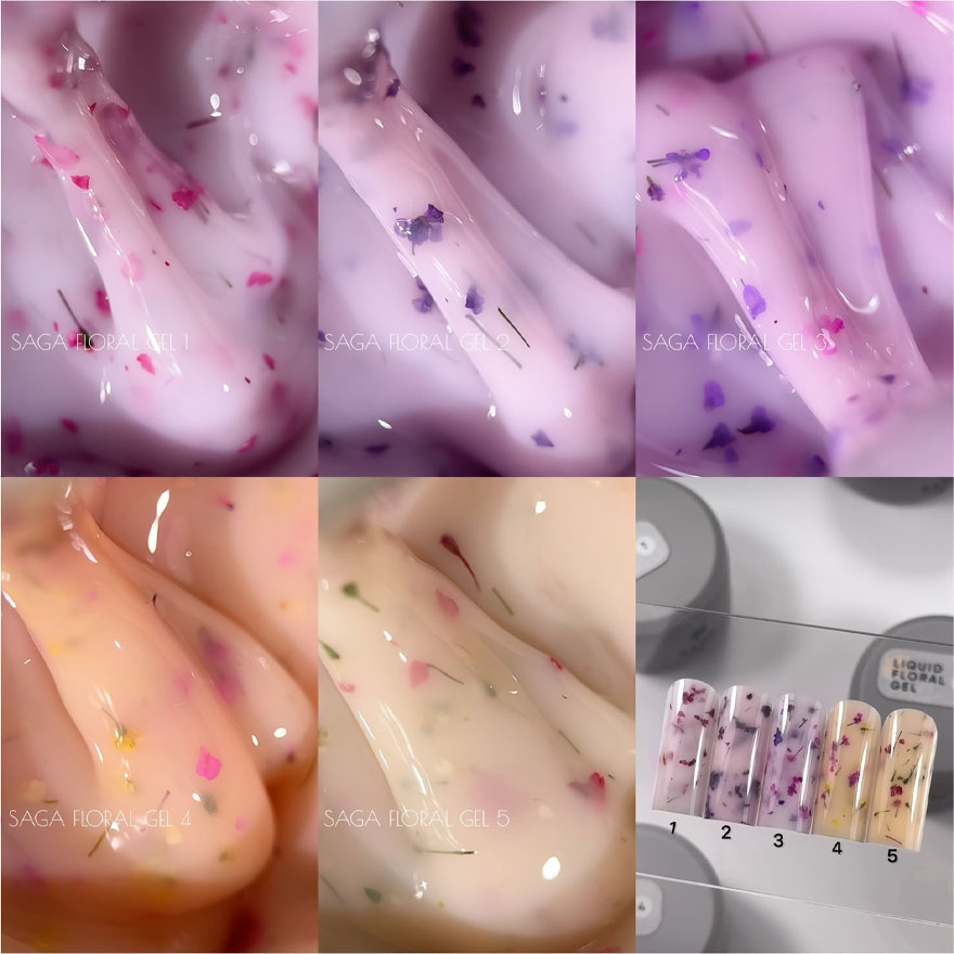 SAGA гель для ногтей цветочный professional Liquid Floral gel 04, 15 мл