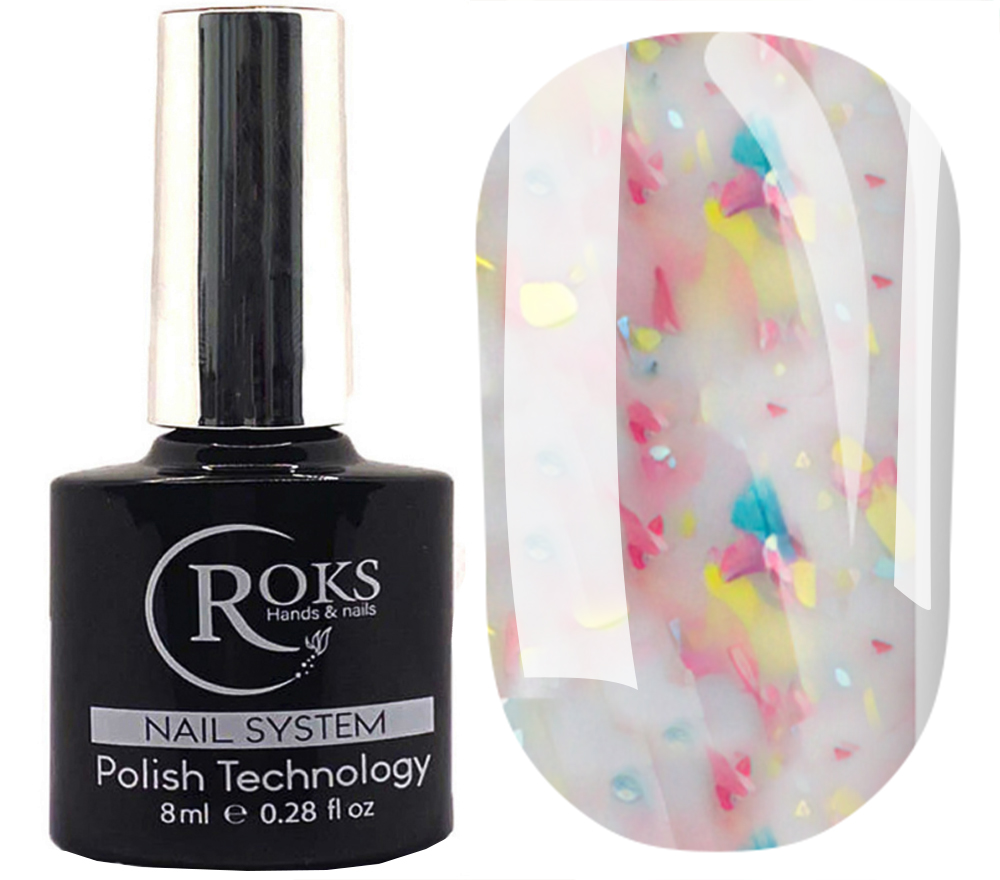 Roks Base Rubber French Potal No. 079 (milky with multi-colored potal), 8 ml