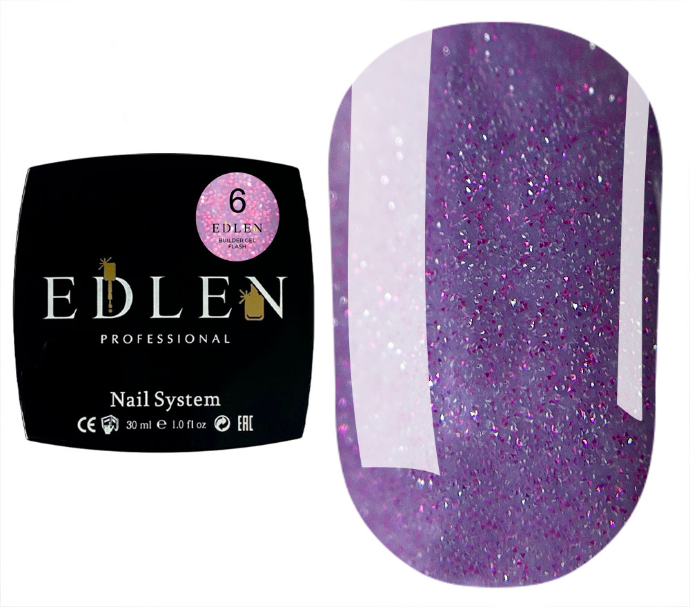 Edlen Гель для нігтів Builder gel Flash 06 (холодний фіолетовий, світловідбиваючий), 30 мл