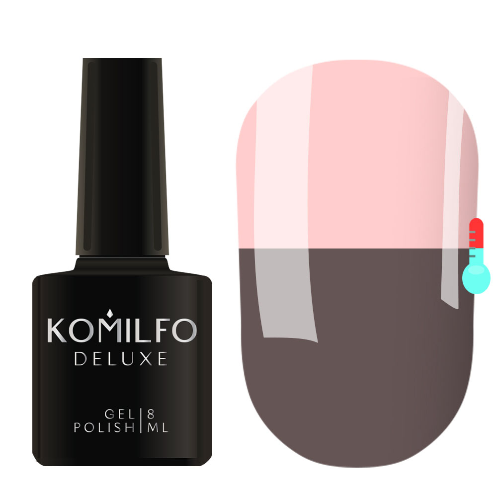 Gel Polish Komilfo DeLuxe Termo C001 (dark gray, when heated - muted pink), 8 ml