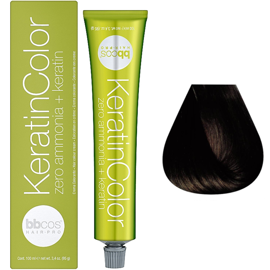 Bbcos Keratin Color Cream-farba for hair 4/75 chestnut natural chocolate, 100 ml