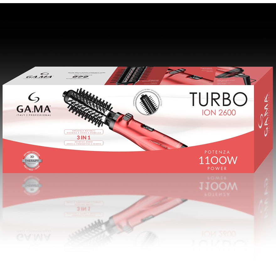GA.MA Hair dryer brush with rotating attachment MULTISTYLER TURBO 2600, 1100W (12 month warranty)