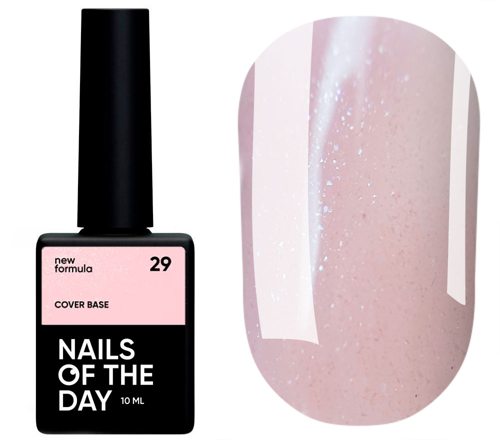 Nails Of The Day База для нігтів Cover base №29 (напівпрозора ніжно-нюдова зі срібним шимером), 10 мл Nails Of The Day База для нігтів Cover base №29 (напівпрозора ніжно-нюдова зі срібним шимером), 10 мл