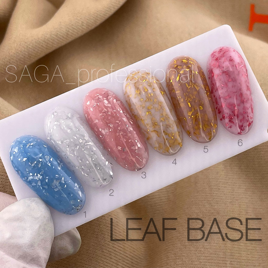 SAGA professional LEAF BASE 6 (молочный с розовой поталью), 8 мл
