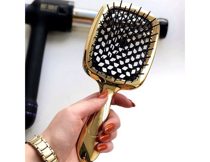 Janeke Superbrush Hair Comb Gold with Black