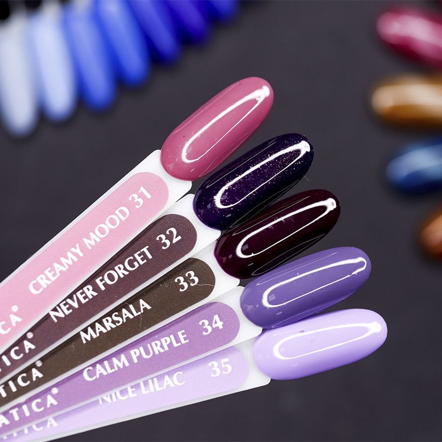 Atica Calm Purple GPM34 gel varnish (pastel blue, enamel), 7.5 ml