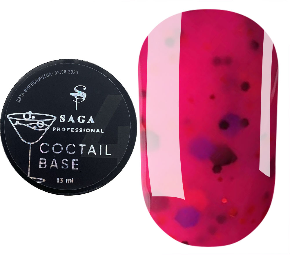 SAGA professional COCTAIL BASE 02 (hot pink with flakes), 13 ml