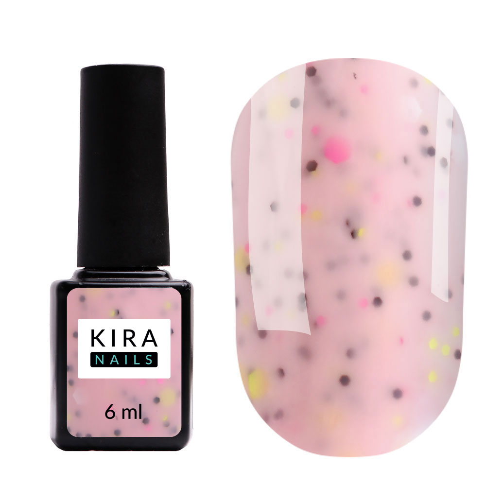 Kira Nails Lollypop Base №004 (рожевий з різнокольоровими пластівцями), 6 мл