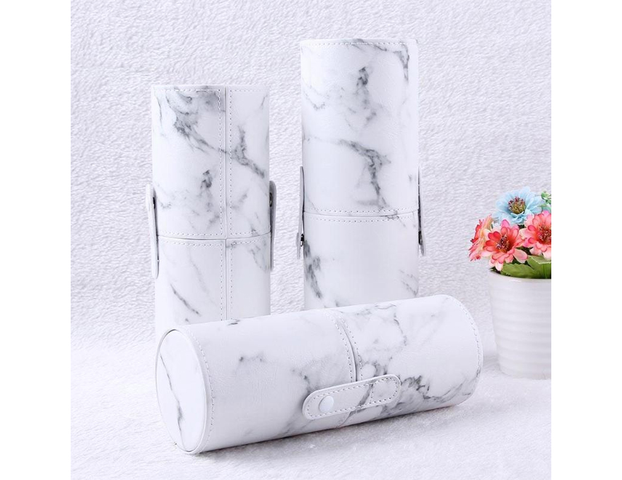 Brush storage tube white (marble), length 20 cm