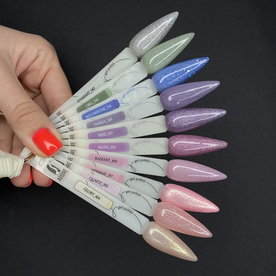 Гель-лак ADORE Professional №195 (синій з блискітками), 7,5 мл Гель-лак ADORE Professional №195 (синій з блискітками), 7,5 мл