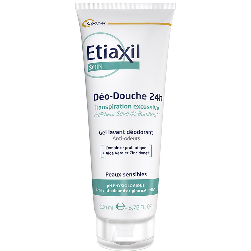 Etiaxil Гель-дезодорант для душа з пробіотиком 24H Care Deo-Douche Protection Deodorant Shower Gel Bamboo Tube, для тіла в тубі, бамбуковий, 200 мл
