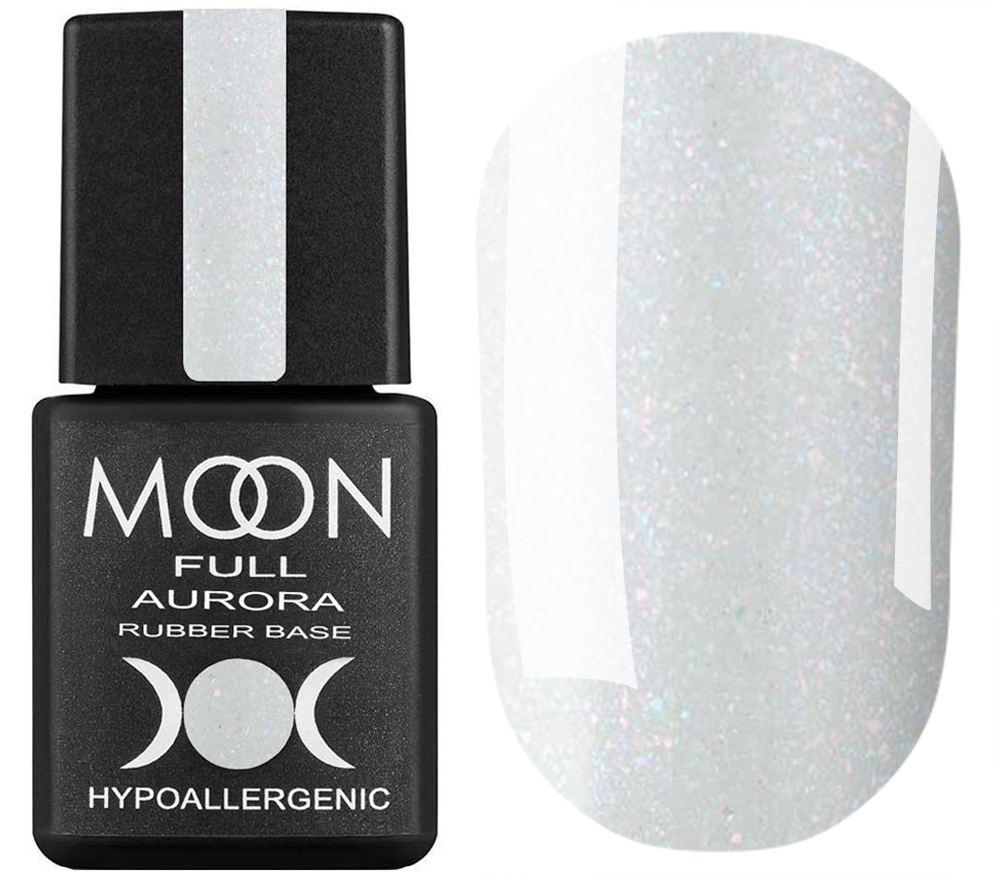 MOON FULL Rubber Base Aurora №2001 (белый с шиммером), 8 мл