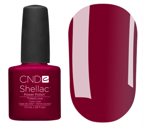 CND Гель-лак для ногтей Shellac Tinted Love (насыщенный вишневый, темно-красный, эмаль), 7,3мл