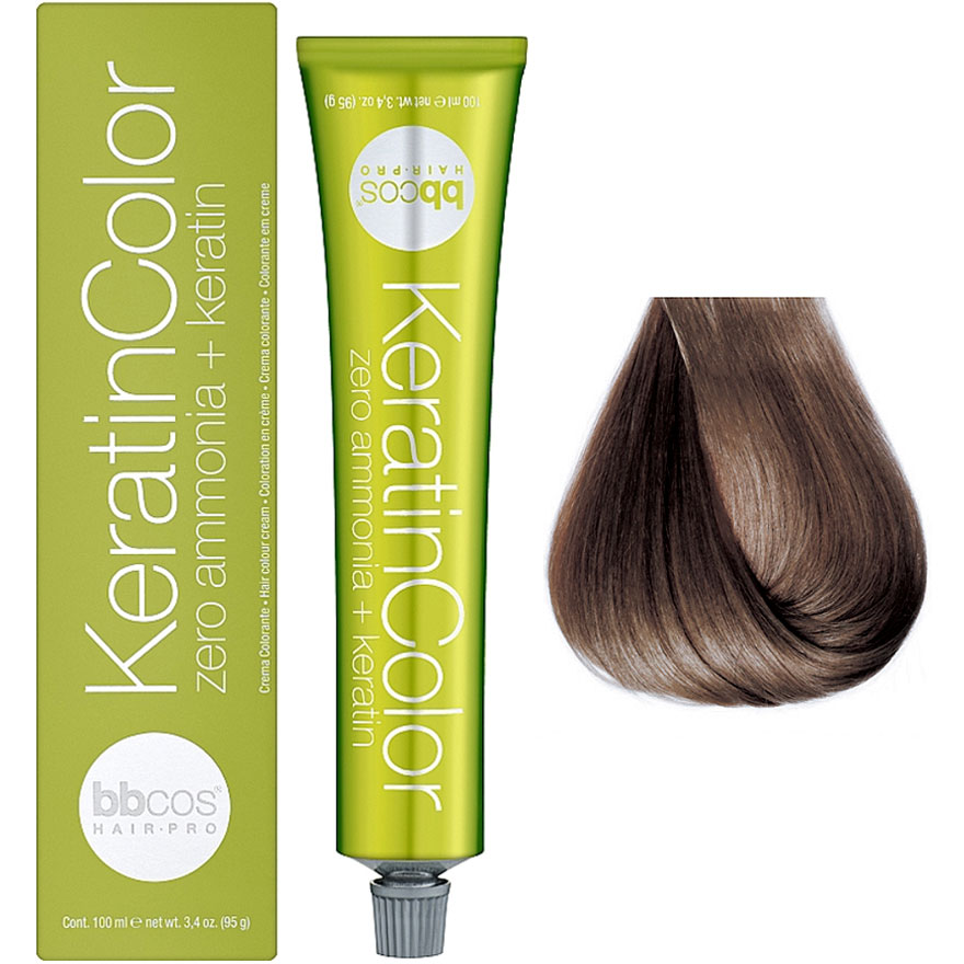 Bbcos Keratin Color cream hair dye 7/07 tobacco, 100 ml