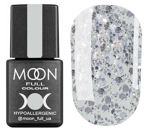 MOON FULL color Gel polish gel-varnish No. 327 (silver glitter on a transparent basis), 8 ml