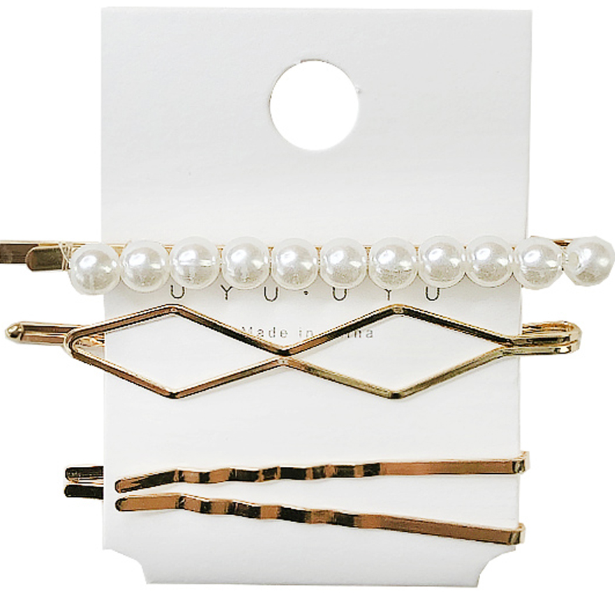 Set of invisible hairpins with pearls, 4 pcs (4-9-18)