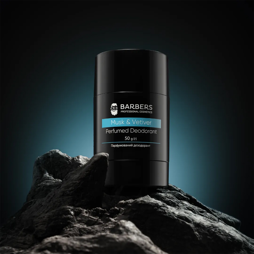 BARBERS Дезодорант парфумований Musk & Vetiver, 50 г