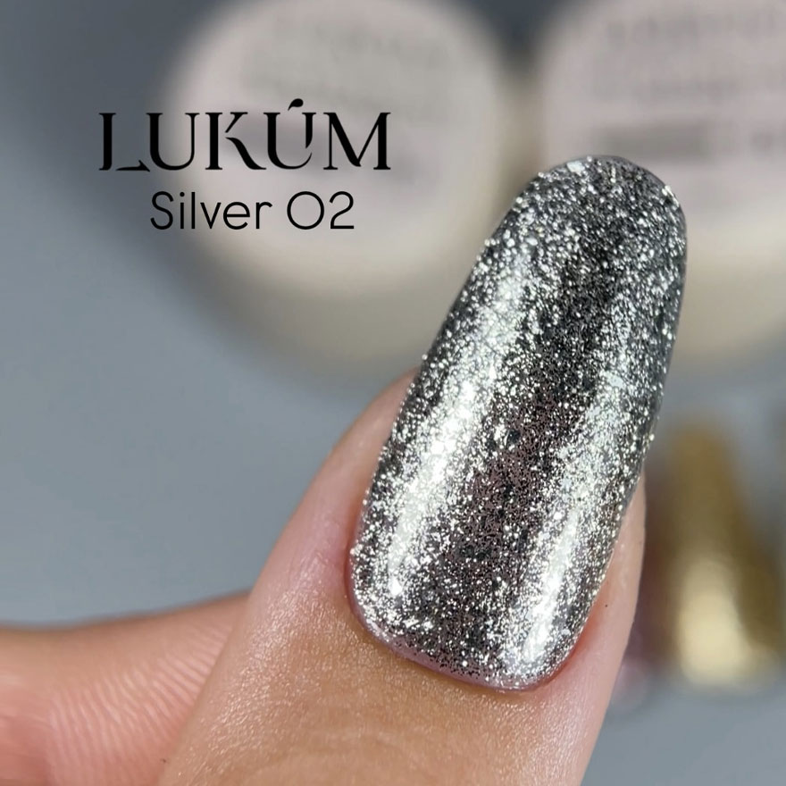 Lukum Гель для ногтей Platinum gel paint 02 (Silver), 5 мл
