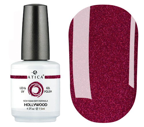 Gel polish Atica Hollywood GPM14 (red, glitter), 7.5 ml