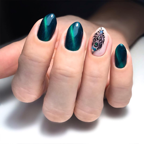 Gel Polish Komilfo Fantasy Cat's Eye 112 (emerald green, magnetic), 8 ml