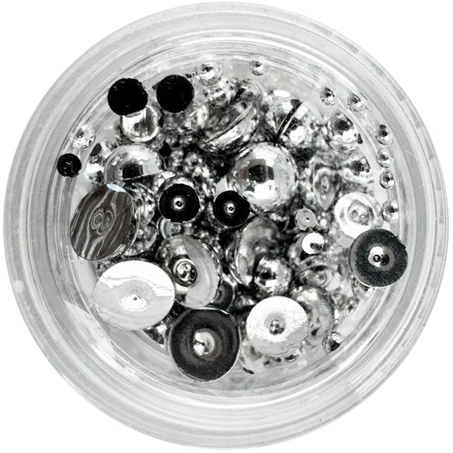 Nail decor pearls, halves Silver, 2 g, Mix, (in container)