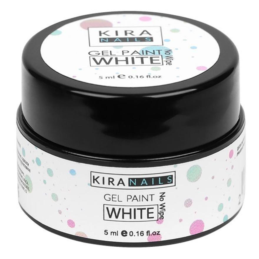 Гель-краска Kira Nails No Wipe, White, 5 мл