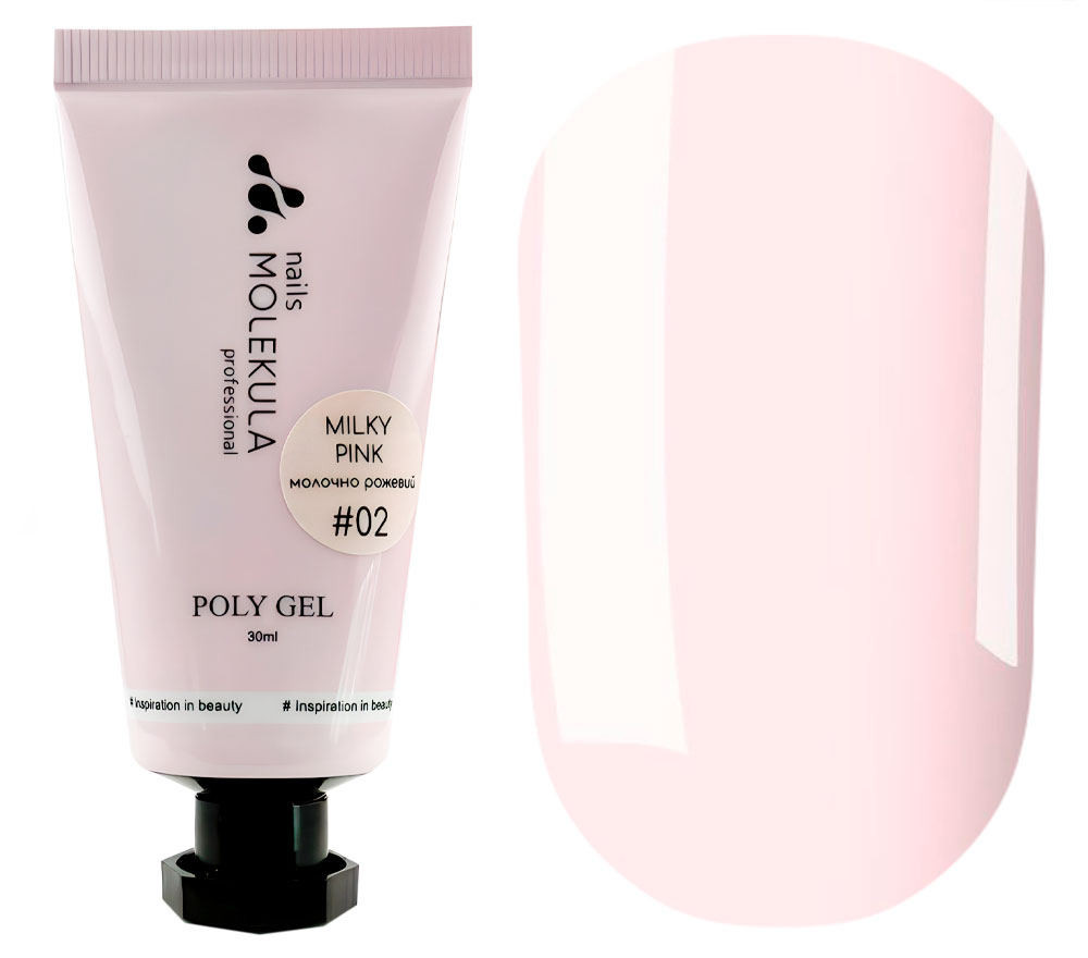 Molekula Gel for nails Poly Gel №02 Pink (light pink, translucent), 30 ml