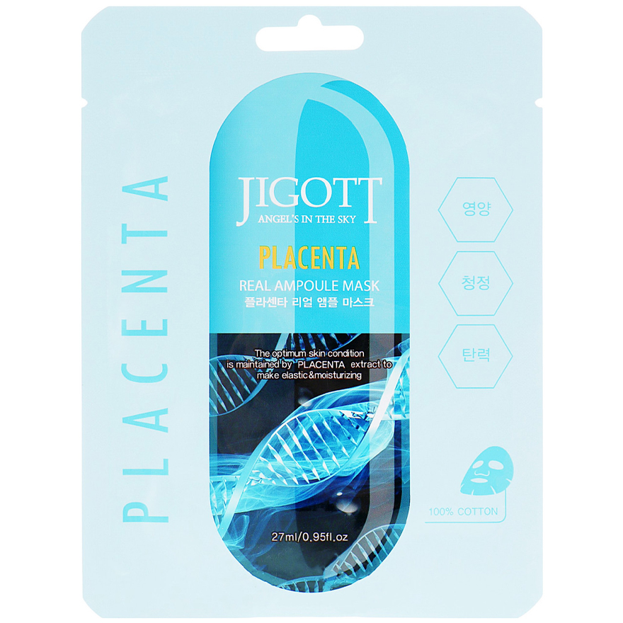 JIGOTT Real Ampoule Mask Тканевая маска для лица – фитоплацента, 27 мл ...