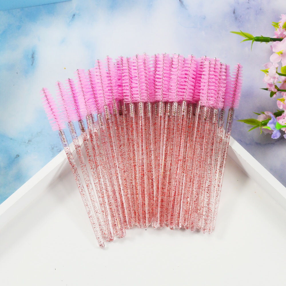 Hair brush, nylon, rozheva on a transparent base with red glitter, (50 pcs/pack)