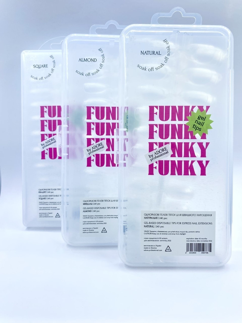 ADORE Funky Gel Nail Tips "ALMOND" - natural almond, 240 pcs