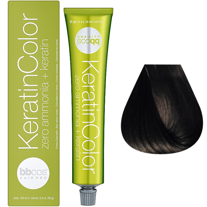 Bbcos Keratin Color Cream-farba for hair 2/0 brown, 100 ml